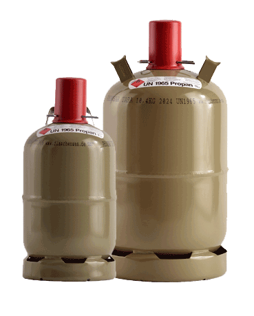 Graue Gasflaschen der Tyczka Energy